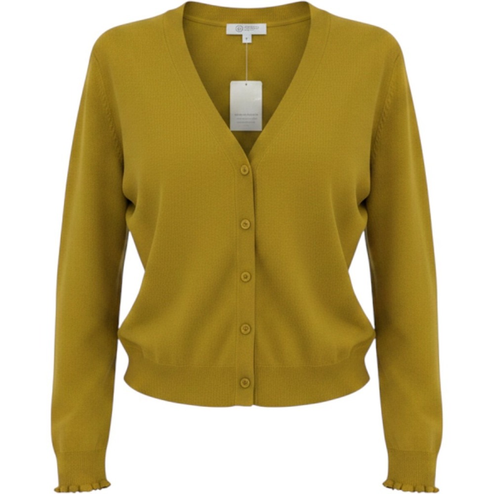 Candace Cameron Bure Womens Mustard Yellow V-Neck Button Front Cardigan XXS